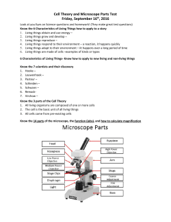 Cell Theory and Microscope Parts Test Friday, September 16​th