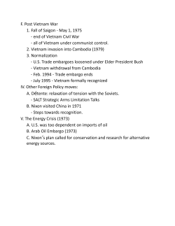 F. Post Vietnam War 1. Fall of Saigon - May 1, 1975