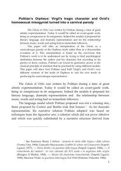 Politian`s Orpheus: Virgil`s tragic character and Ovid`s homosexual