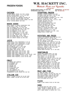 Frozen Items - WR Hackett Inc.