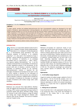 Isolation of Berberine from Berberis Aristata by an Acid Dye Method