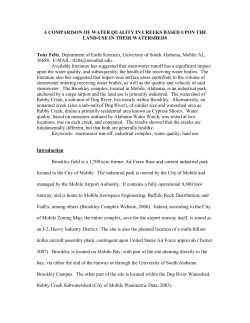 A COMPARISON OF WATER QUALITY IN CREEKS BASED UPON