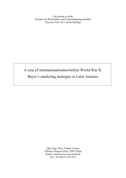A case of internationalisation before World War II: Bayer`s marketing