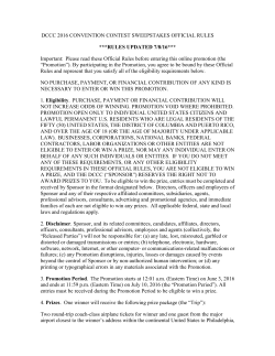 DCCC 2016 CONVENTION CONTEST SWEEPSTAKES OFFICIAL