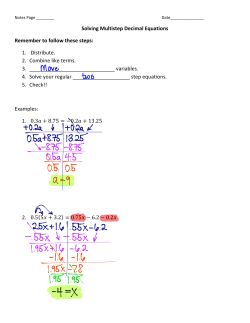 Day 7 Multistep Decimal Equations NOTES