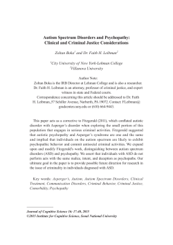 Autism Spectrum Disorders and Psychopathy: Clinical and Criminal