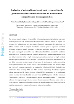 Evaluation of autotrophic and mixotrophic regimen [i]Chlorella