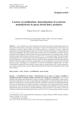 Lactose crystallization: determination of