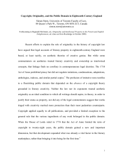 Copyright, Originality, and the Public Domain in Eighteenth