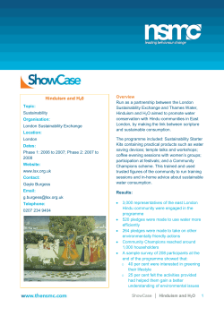 Hinduism and H20 - The National Social Marketing Centre