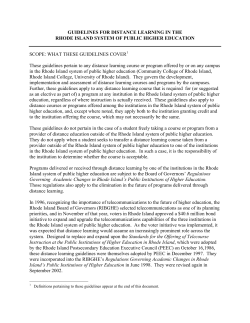 Distance Learning Guidelines in the Rhode Island System of Public