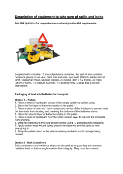 Description of equipment to take care of spills