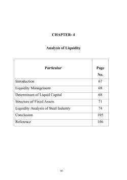 CHAPTER- 4 Analysis of Liquidity Particular Page No. Introduction