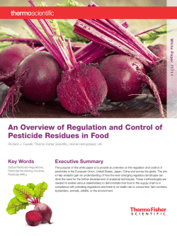 An Overview of Regulation and Control of Pesticide Residues in Food