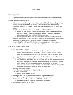 Kindle E-Readers Patron Requirements 1. E