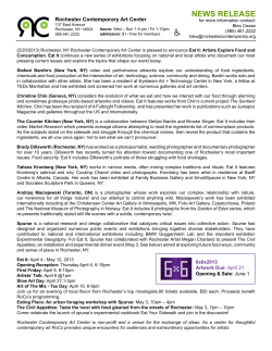 NEWS RELEASE - Rochester Contemporary Art Center