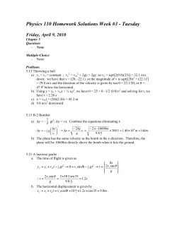 Physics 110 Homework Solutions Week #3