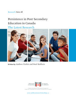 Persistence in Post-Secondary Education in Canada