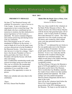 PRESIDENT`S MESSAGE On June 23rd the Historical Society will