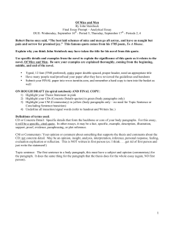 Of Mice and Men By John Steinbeck Final Essay Prompt &ndash; Analytical