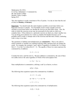 Commutativity - Mt. San Jacinto College