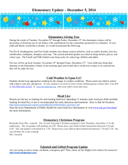 Elementary Update December 5, 2014