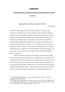 Phil Handler, Judges and the Criminal Law in England 1808-1861
