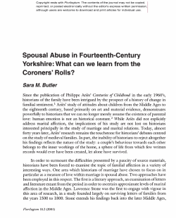 Spousal Abuse in Fourteenth-Century Yorkshire: What can we learn