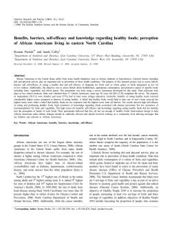 Benefits, barriers, self-efficacy and knowledge regarding healthy