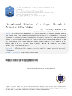 Electrochemical Behaviour of a Copper Electrode in Ammonium