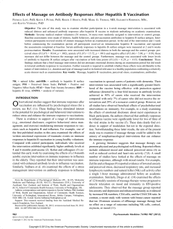 Effects of Massage on Antibody Responses After Hepatitis B