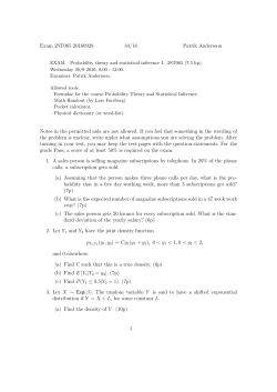 Exam 2ST065 20160928 34/16 Patrik Andersson
