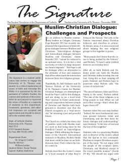 Muslim-Christian Dialogue: Challenges and Prospects