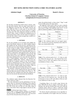 Hit Song Detection Using Lyric Features Alone