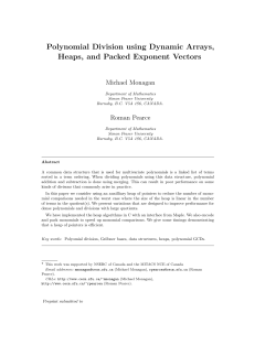 Polynomial Division using Dynamic Arrays, Heaps, and Packed