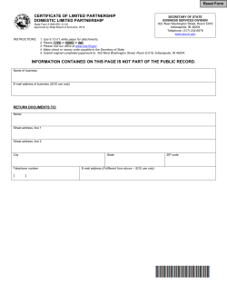 certificate of limited partnership domestic limited partnership