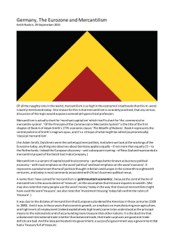 Germany, The Eurozone and Mercantilism