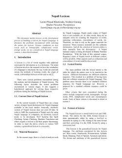 Nepali Lexicon - PAN Localization