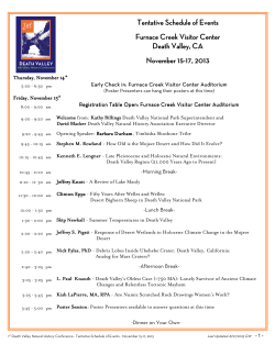 Tentative Schedule of Events Furnace Creek Visitor Center Death