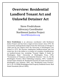 Overview: Residential Landlord Tenant Act and Unlawful Detainer Act