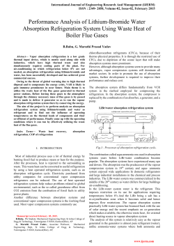 Performance Analysis of Lithium-Bromide Water Absorption