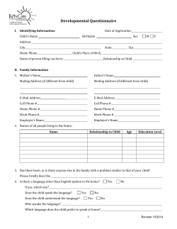 Developmental Questionnaire