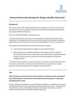 Swansea University Strategy for `Being a Healthy University`
