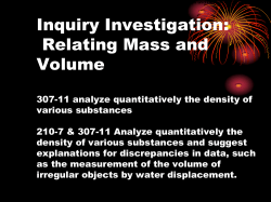 Inquiry Investigation: Relating Mass and Volume
