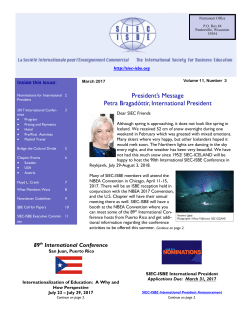 March 2017 Newsletter - The International Society for Business