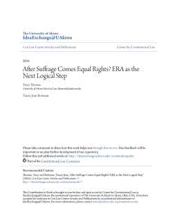 After Suffrage Comes Equal Rights? ERA as the Next Logical Step