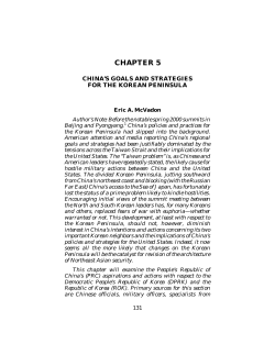 China`s Goals and Strategies for the Korean Peninsula