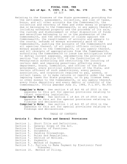 FISCAL CODE, THE Cl. 72 Act of Apr. 9, 1929, P.L. 343, No. 176 AN