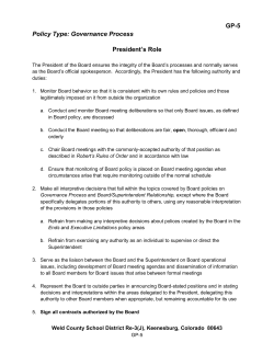 GP-5: President`s Role - Keenesburg School District