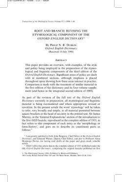 Root and Branch: Revising the etymological component of the